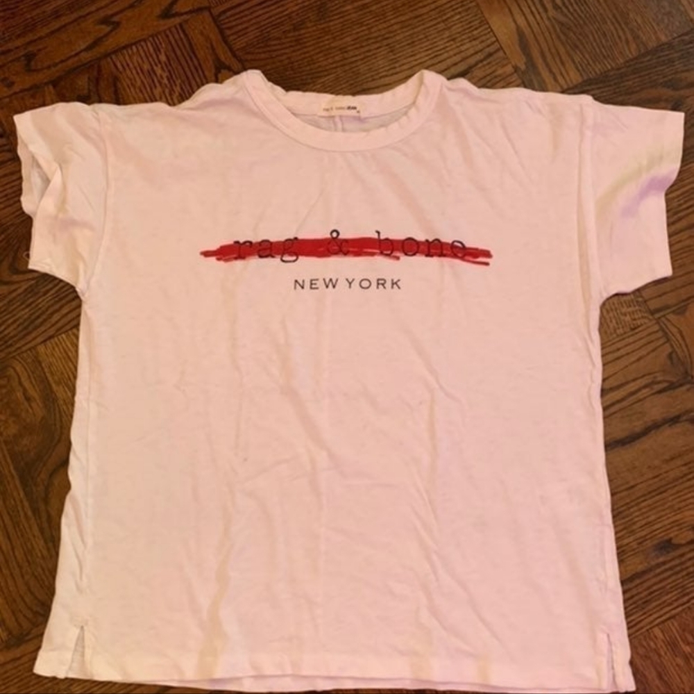 rag and bone white logo t shirt